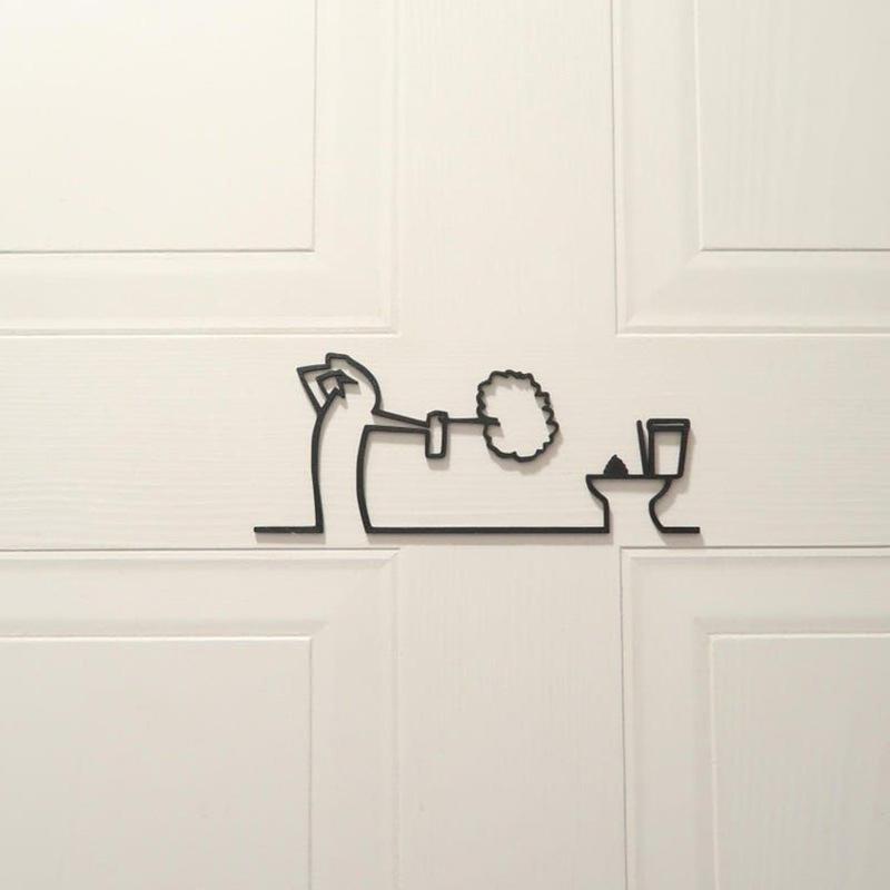Home Bathroom Door Signs - Nowy Minimalistyczny Metalowy Znak Łazienkowy Ozdoba