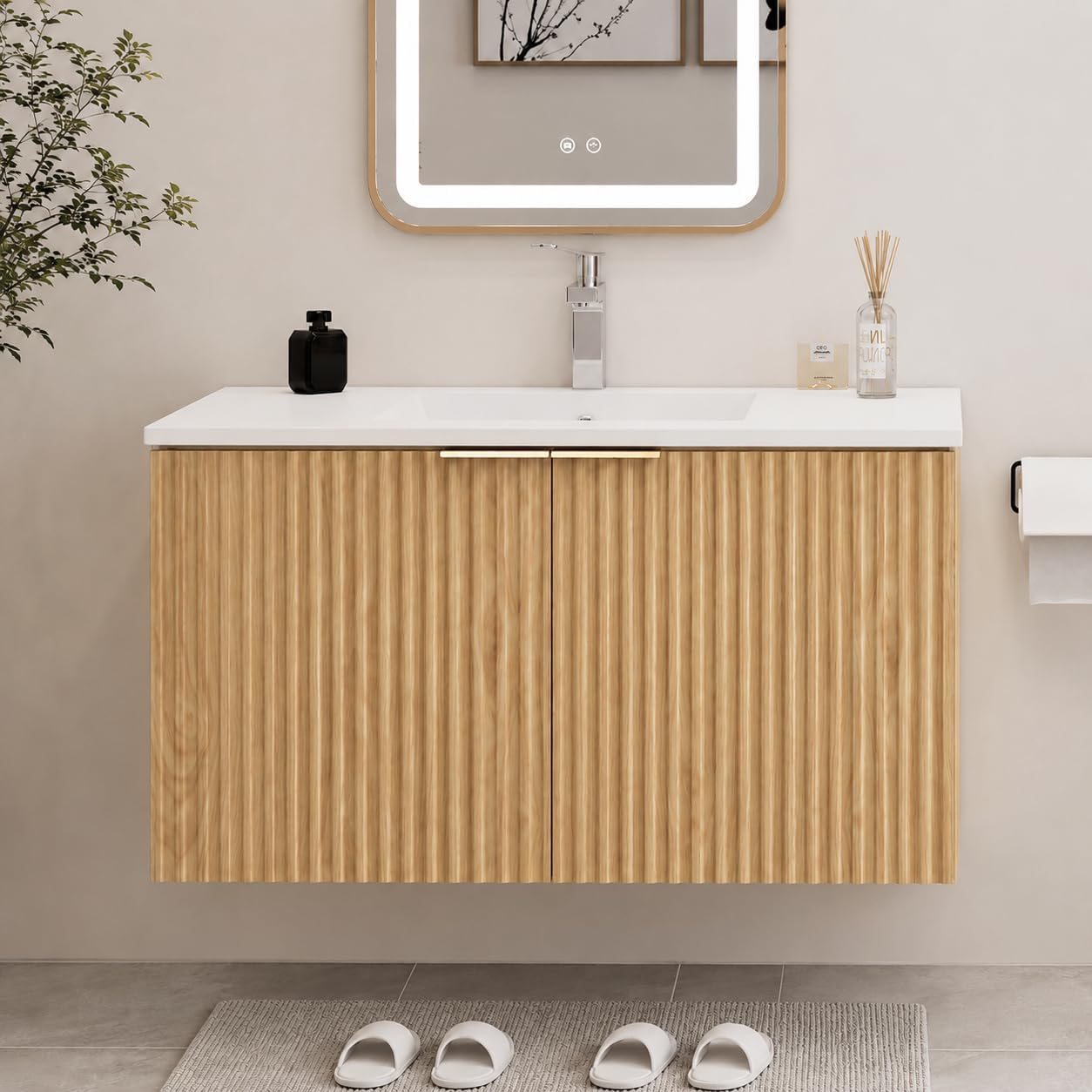 Home In Bathroom - Nowoczesna wisząca szafka łazienkowa z falistymi,