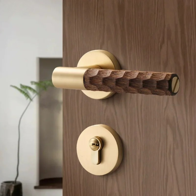 Home Hardware Bathroom Accessories - Drewniana klamka do drzwi, cichy zamek