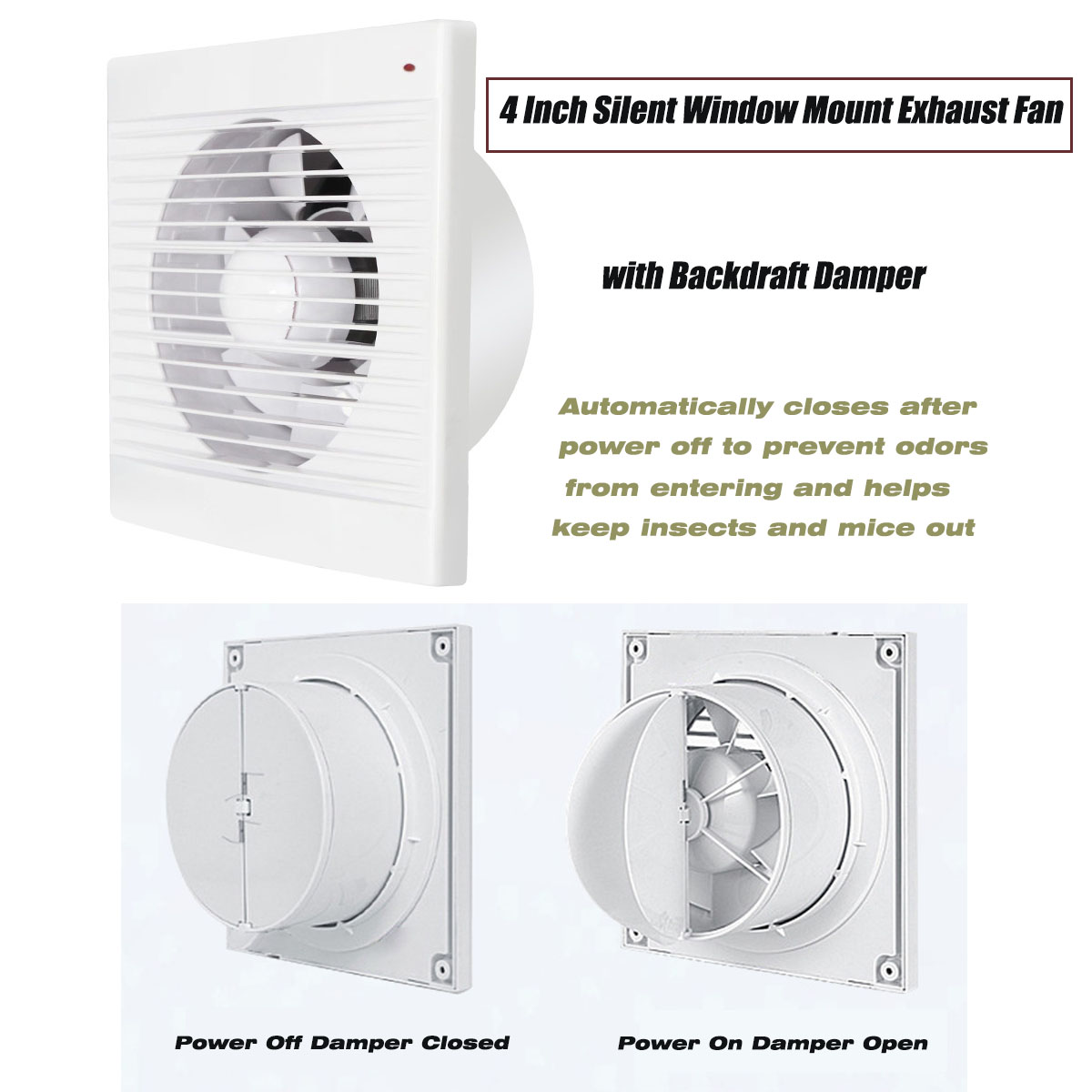 Home Bathroom Ventilation - Wentylator wyciągowy cichy, montowany na oknie,