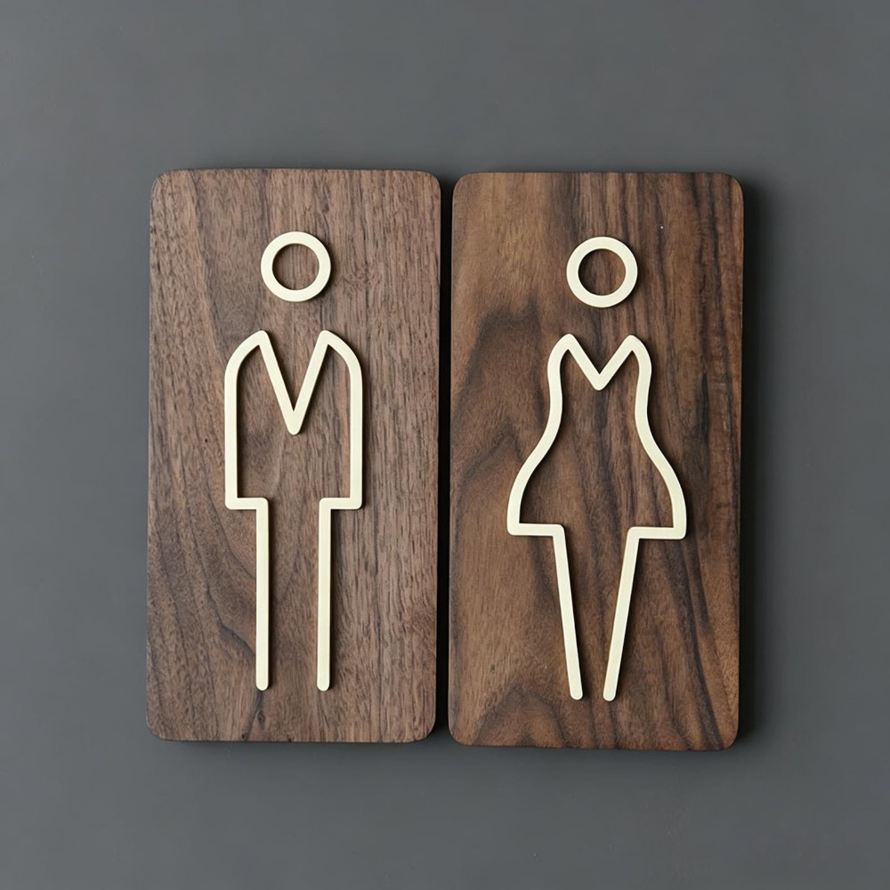 Złoty znak na drzwi toalety z  – Home Bathroom Door Signs recenzja i cena