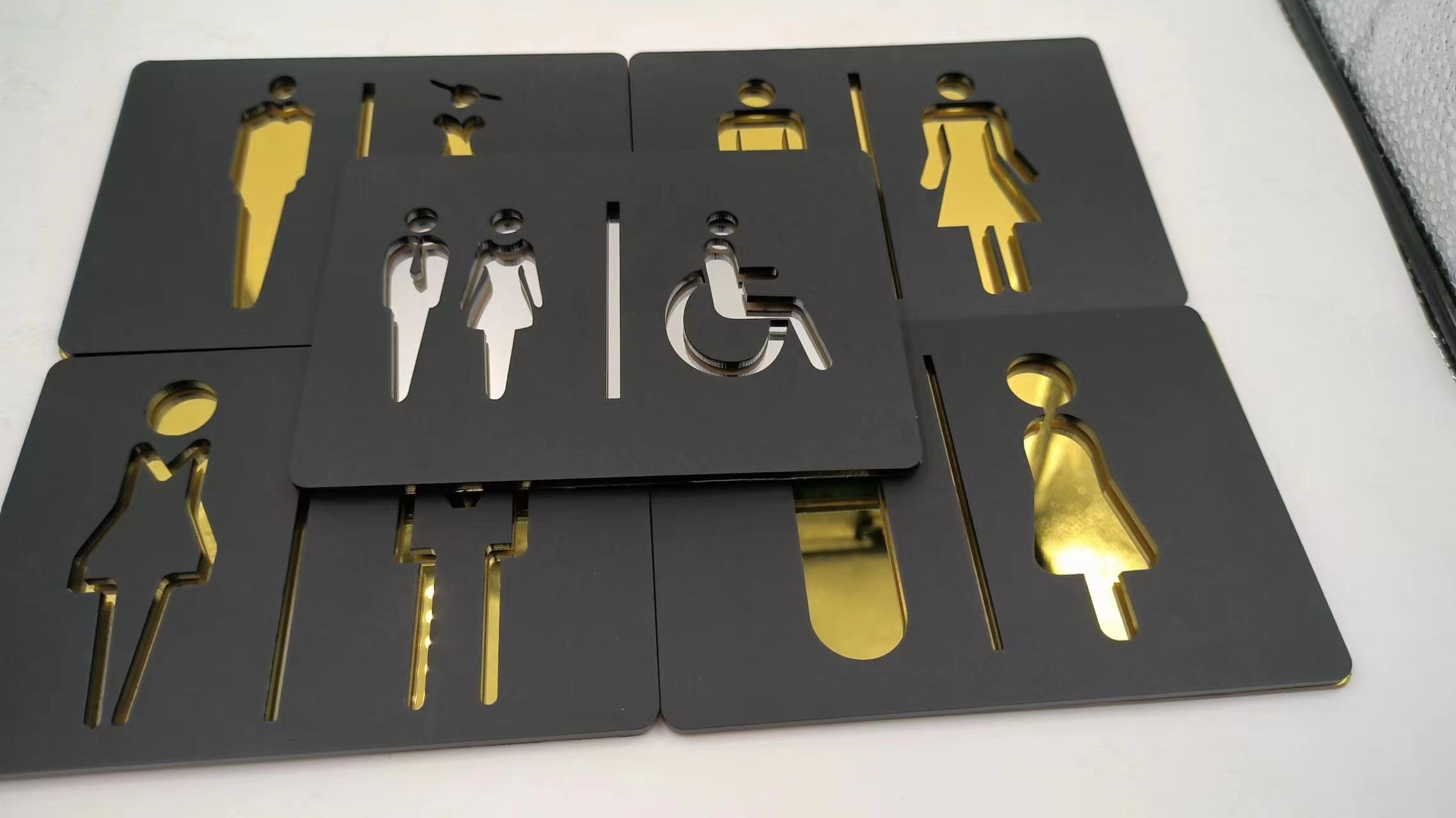 Matowy czarny złoty znak toale – Home Bathroom Door Signs recenzja i cena