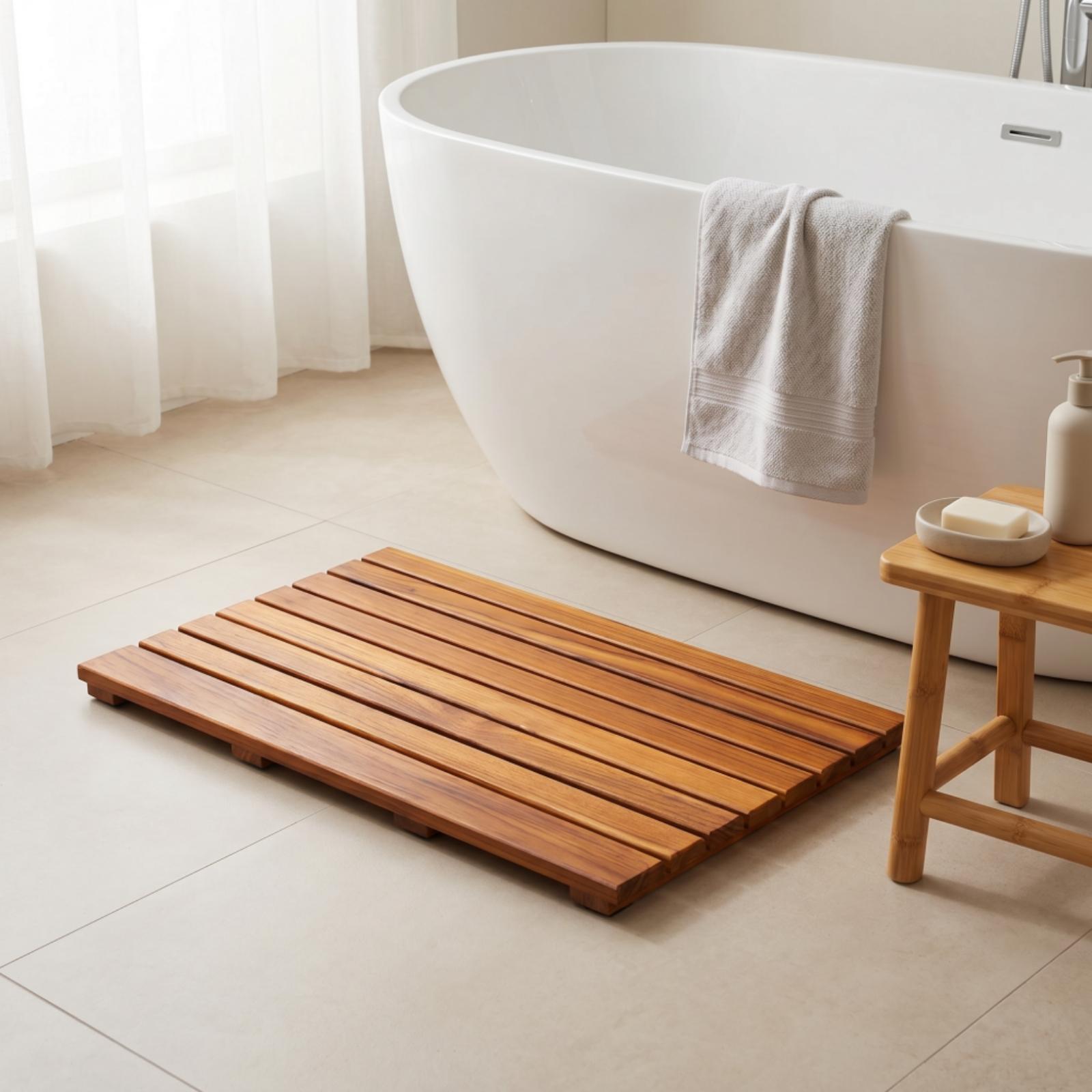 Podwyższona drewniana mata pod – Home Bathroom With Sauna recenzja i cena